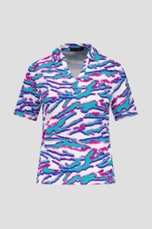 Polo écru à imprimé turquoise  de Claude Arielle pour Femmes