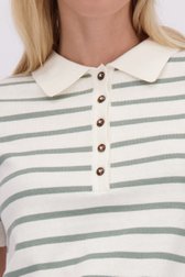 Détail de Polo écru à rayures vert menthe de Liberty Island pour Femmes