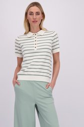 Le devant de Polo écru à rayures vert menthe de Liberty Island pour Femmes