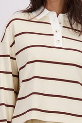 Détail de Polo jaune clair à rayures marron de Louise pour Femmes