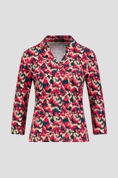 Photo produit 1 de Polo manches 3/4 imprimé vert-rose de Claude Arielle pour Femmes