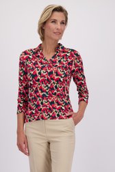 Le devant de Polo manches 3/4 imprimé vert-rose de Claude Arielle pour Femmes