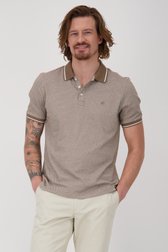 Polo marron à imprimé fin en écru de Ravøtt pour Hommes