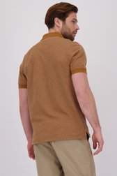 Polo marron avec motif fin noir et blanc de Ravøtt pour Hommes