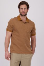 Polo marron avec motif fin noir et blanc de Ravøtt pour Hommes
