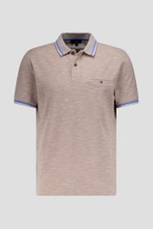 Polo marron clair avec bande bleue au col de Dansaert Blue pour Hommes