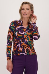 Voorkant van Polo met abstracte bloemeprint door Claude Arielle voor Dames
