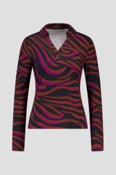 Productfoto 1 van Polo met abstracte print in paars en bruin door Claude Arielle voor Dames