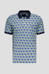 Polo met groen-blauw grafisch motief van Ravøtt voor Heren