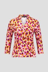 Polo met oranje-paarse print van Claude Arielle voor Dames
