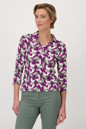 Polo met paars-groene print van Claude Arielle voor Dames