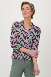 Polo met paars-groene print van Claude Arielle voor Dames