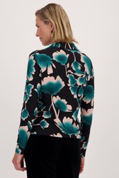 Polo noir à fleurs de Claude Arielle pour Femmes