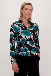 Polo noir à fleurs de Claude Arielle pour Femmes