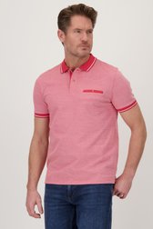 Polo rouge à col rayé de Dansaert Blue pour Hommes