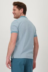 Polo turquoise à col rayé de Dansaert Blue pour Hommes
