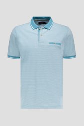 Polo turquoise à col rayé de Dansaert Blue pour Hommes