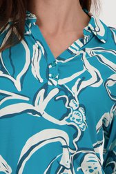 Polo turquoise avec imprimé écru de Claude Arielle pour Femmes