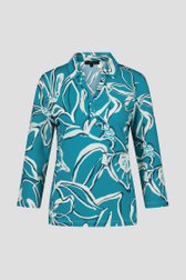 Polo turquoise avec imprimé écru de Claude Arielle pour Femmes