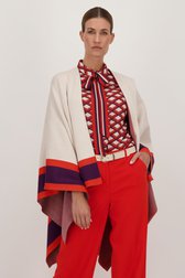 Poncho crème avec finition rouge-violet	 de D'Auvry pour Femmes