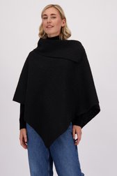 Le devant de Poncho noir effet bouclé de Modeno pour Femmes