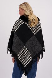 Le dos de Poncho noir et gris à motif pied-de-poule de Liberty Island pour Femmes