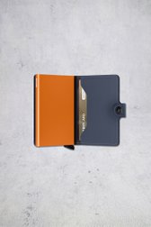 Détail de Porte-cartes en cuir bleu – Miniwallet matte de Secri pour Hommes