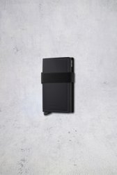 Le devant de Porte-cartes en cuir noir mat - Bandwallet TPU de Secri pour Hommes
