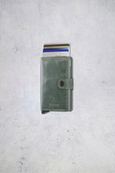 Photo supplémentaire 1 de Porte-cartes en cuir vert à l’aspect vintage de Secri pour Hommes