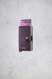 Détail de Porte-cartes en cuir violet - Miniwallet Pebble de Secri pour Femmes