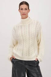 Pull à col roulé en tricot câblé écru de AC by Annelien Coorevits pour Femmes