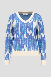 Pull à imprimé bleu et col en V de Liberty Loving nature pour Femmes