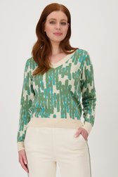 Pull à imprimé vert et col en V de Liberty Loving nature pour Femmes