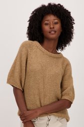 Pull à manches courtes marron clair de Geisha pour Femmes