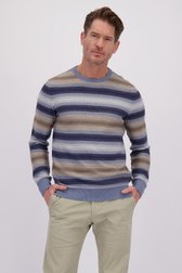 Le devant de Pull à motif rayé bleu et beige de Dansaert Blue pour Hommes