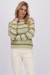 Le devant de Pull à motif rayé vert et brun de Libelle pour Femmes