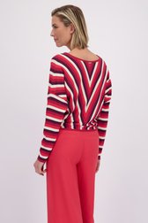 Le dos de Pull à rayures rouges et bordeaux de Claude Arielle pour Femmes
