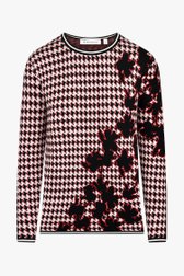 Pull avec imprimé noir-blanc-rouge et motif floral de Bicalla pour Femmes
