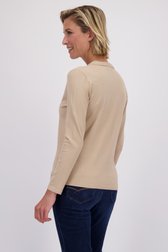 Le dos de Pull beige à col polo de Claude Arielle pour Femmes