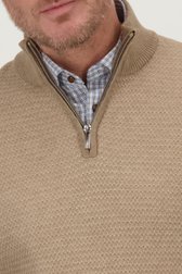 Pull beige à col zippé de Dansaert Blue pour Hommes