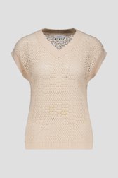 Pull beige à motif ajouré et manches courtes de Liberty Island pour Femmes
