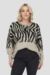 Pull beige avec imprimé zébré noir de Only Carmakoma pour Femmes