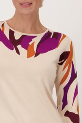 Pull beige avec motif violet-orange  de Claude Arielle pour Femmes