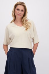 Le devant de Pull beige clair à col en V de Libelle pour Femmes