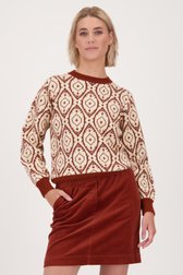 Pull beige clair avec motif brun-rouge de Libelle pour Femmes