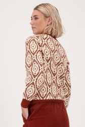 Pull beige clair avec motif brun-rouge de Libelle pour Femmes