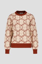 Pull beige clair avec motif brun-rouge de Libelle pour Femmes