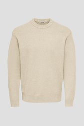 Photo produit 1 de Pull beige en maille à col rond de Only & Sons pour Hommes