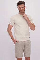 Le devant de Pull beige en maille à manches courtes de Upper East pour Hommes