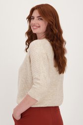 Pull beige en maille côtelée à manches 3/4 de Libelle pour Femmes